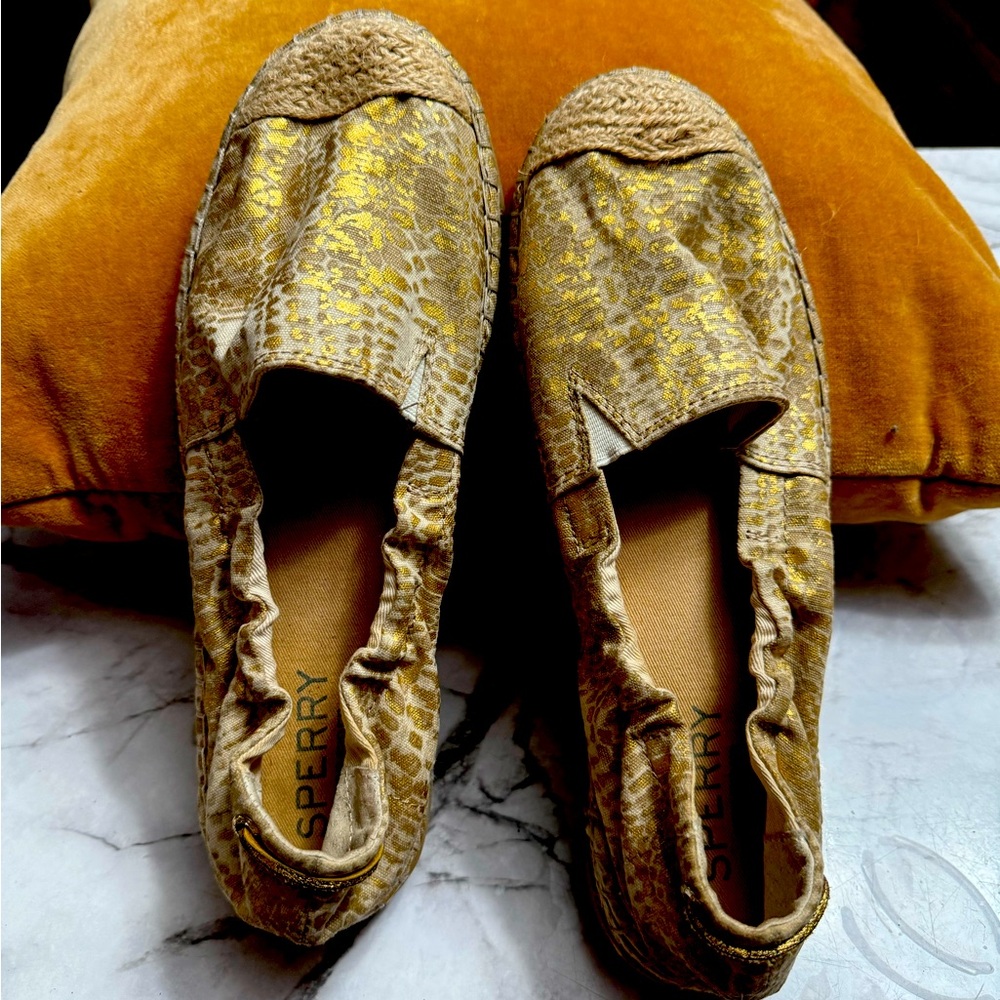 Speedy Top-Sider Python And Gold Leaf Espadrilles… - image 1